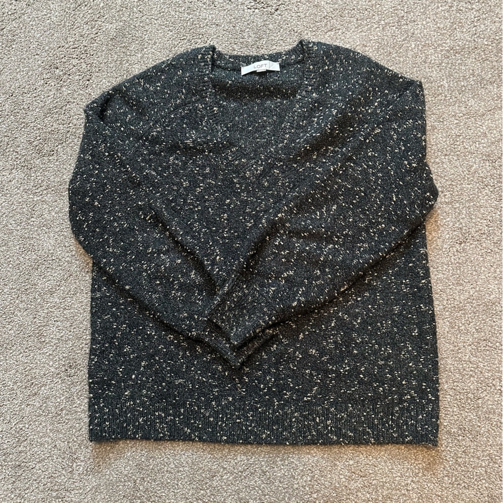 LOFT Grayish/Black and Gold Speckled Sweater